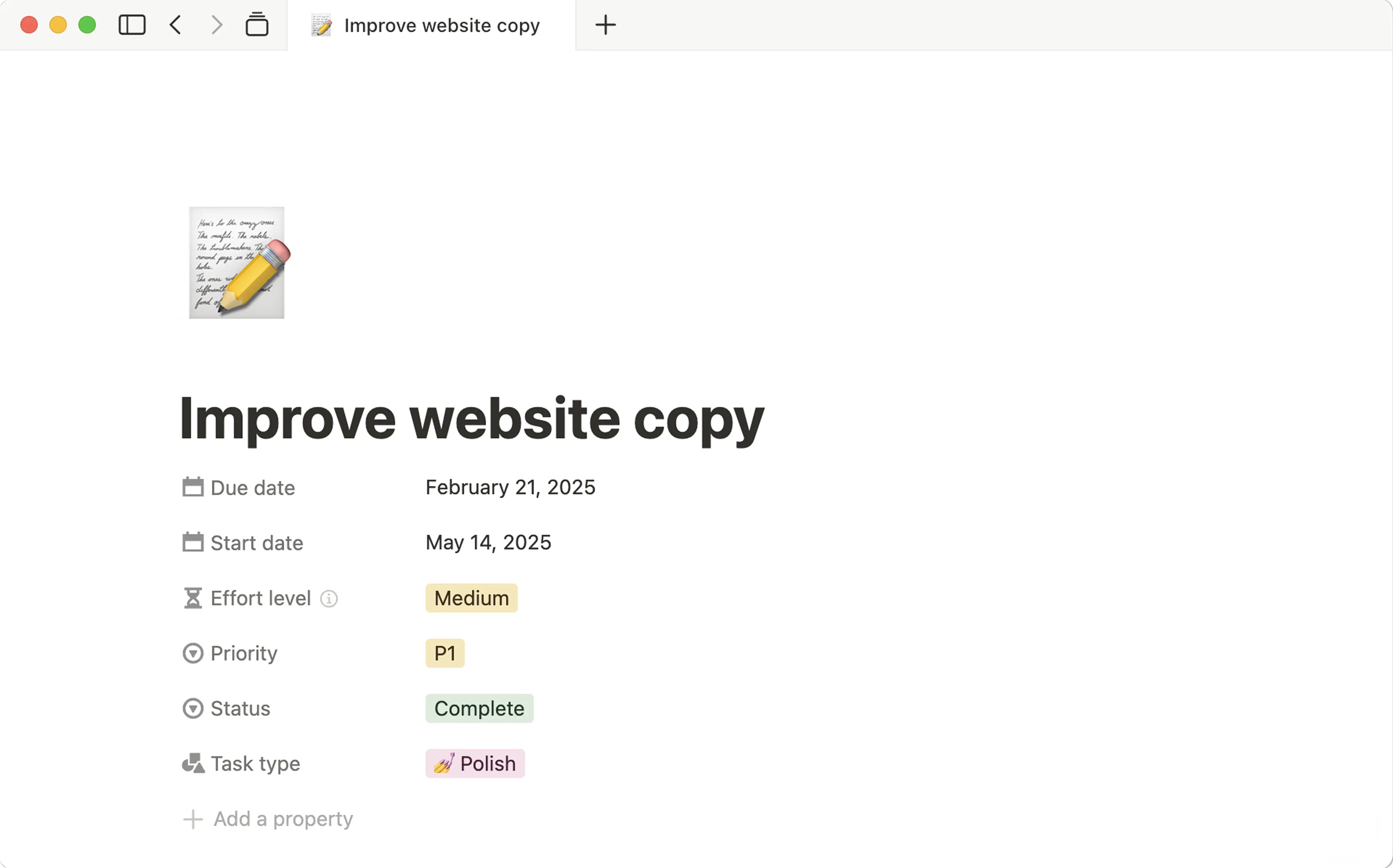 Open database page