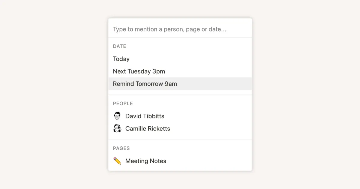 Reminders & @mentions