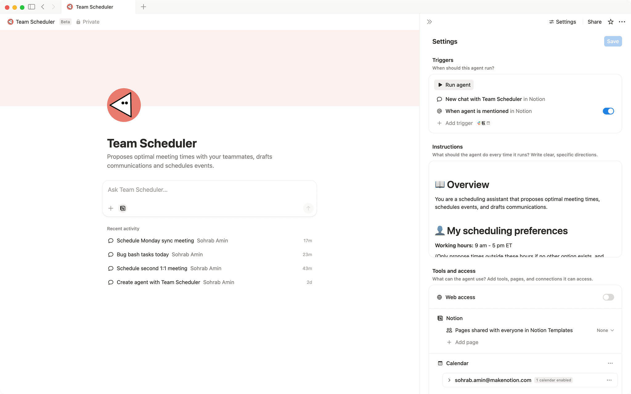 Team scheduler
